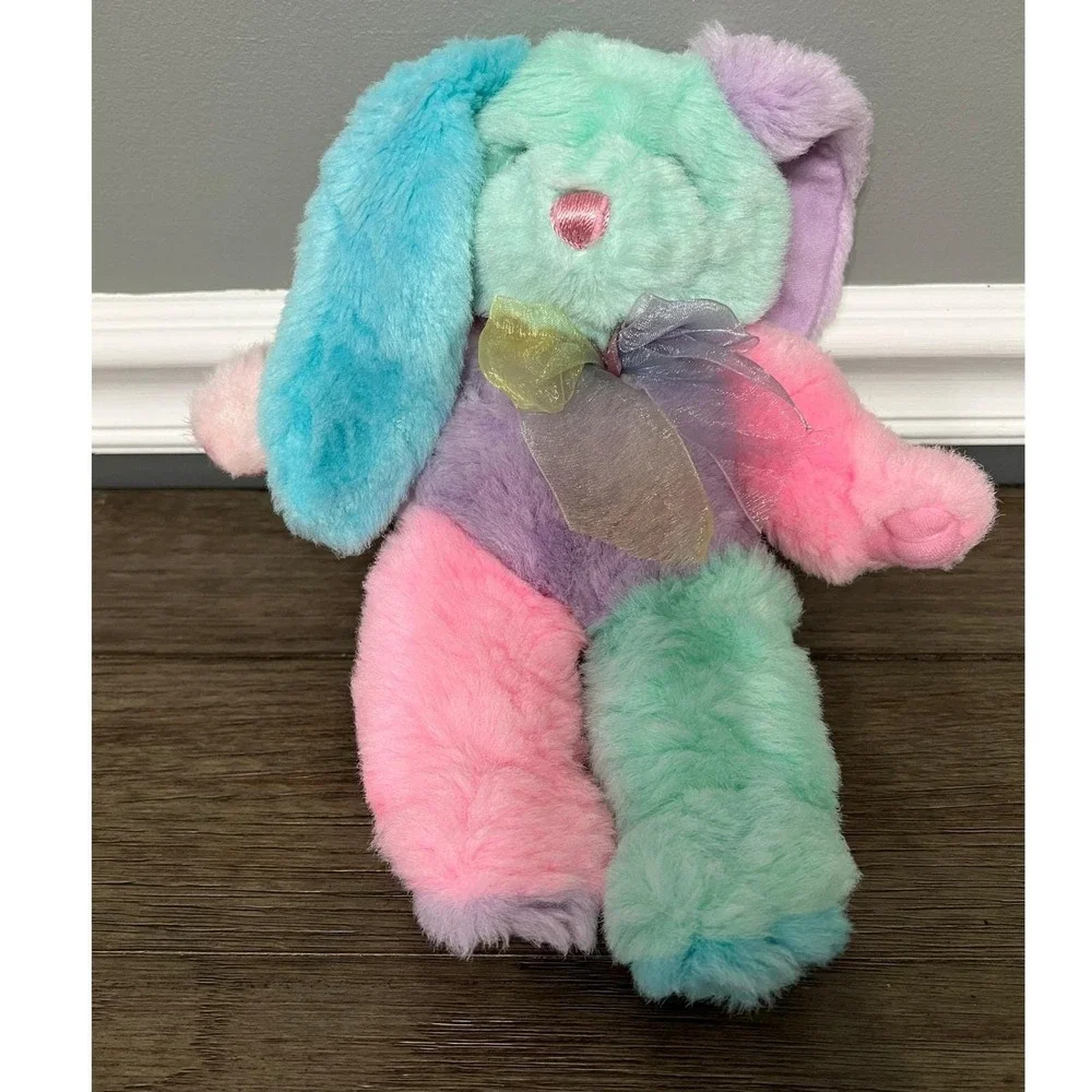 Dan Dee Pastel Colorblock Easter Bunny Rabbit Plush Stuffed Animal Patchwork 11